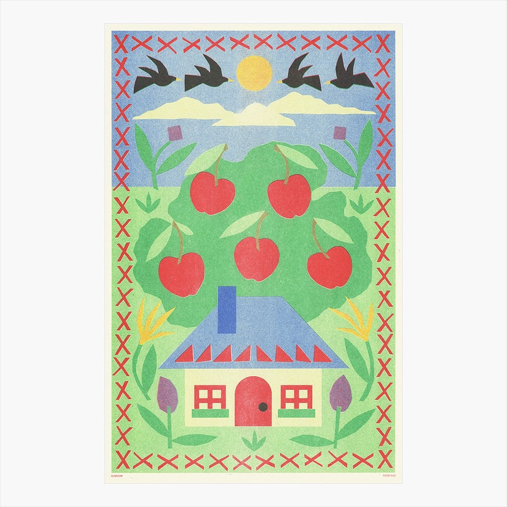 Cottage Risograph Print