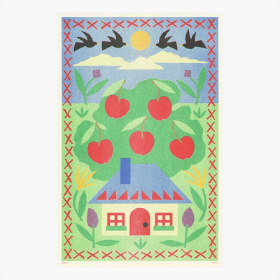 Cottage Risograph Print