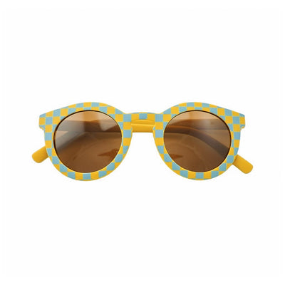 Kids Eco Bendable & Polarized Sunglasses - Checks Laguna + Wheat