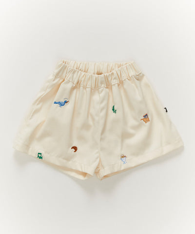 Camp Shorts - Gardenia/Franglais Embroidery