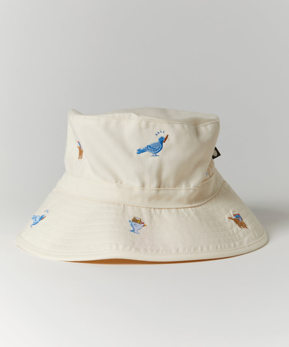 Embroidered Bucket Hat - Gardenia/Franglais Embroidery