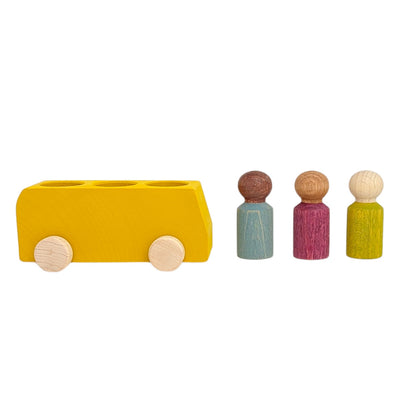 Yellow Bus with Three Figures