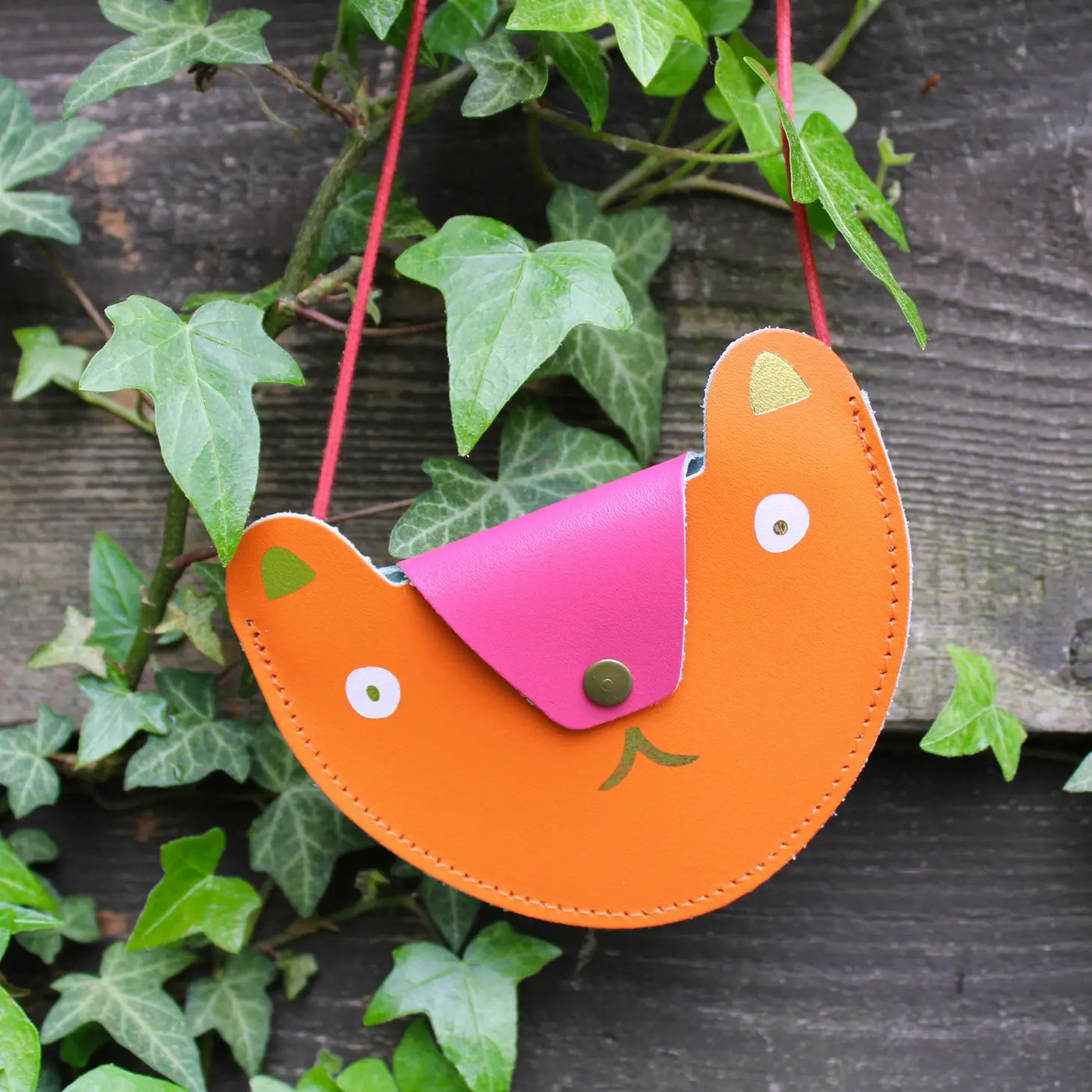 Bear Pocket Purse - Orange/Hot Pink