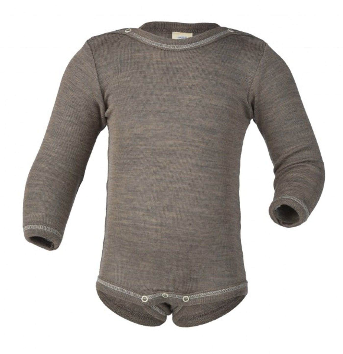 Baby Long Sleeve Body Organic Merino Wool/Silk - Walnut