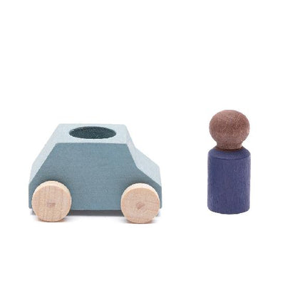 Grey Car with Blue Figure