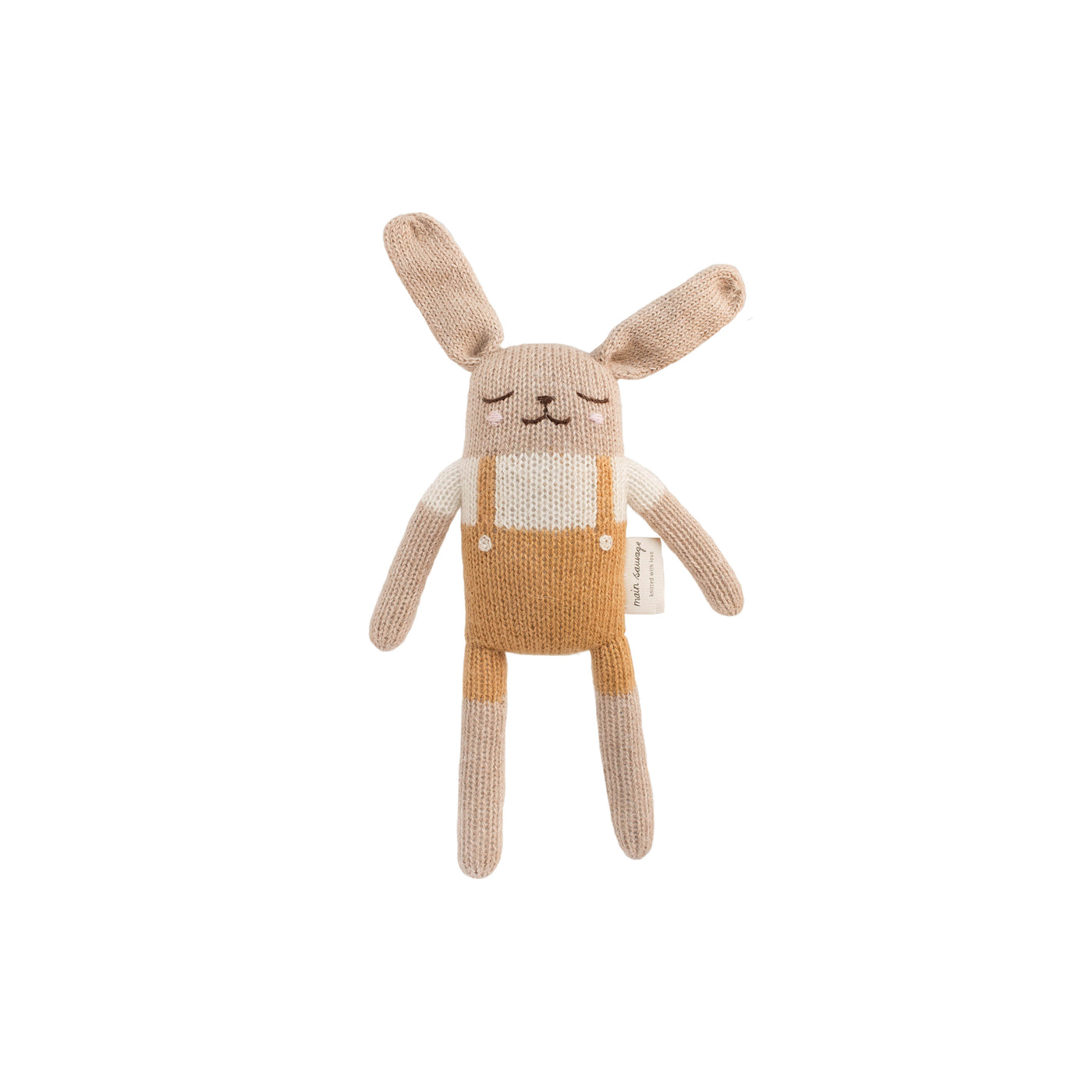 Bunny Knit Toy with Ochre Overalls