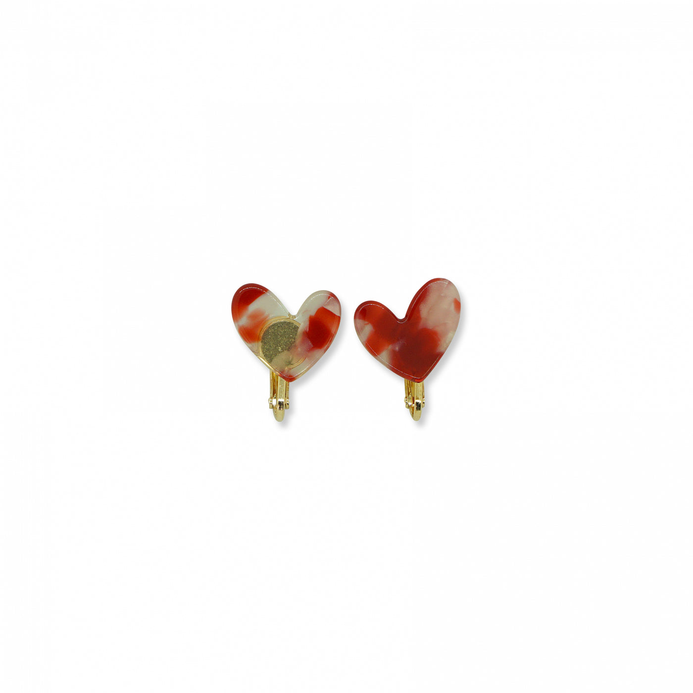 Marble Heart Earrings - Red
